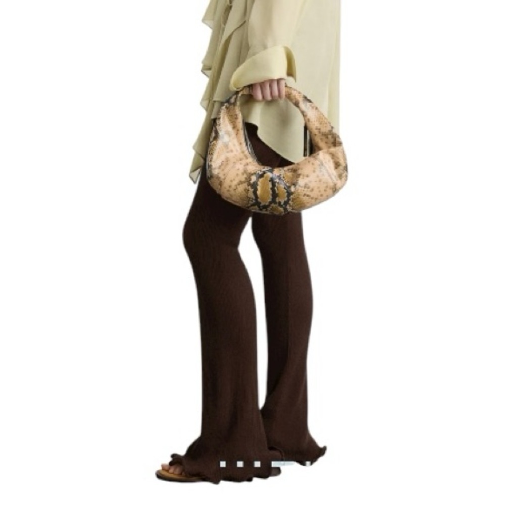 MNG Mango Outlet Brown Flared Knit Pants SZ L - Picture 4 of 5